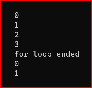 Picture showing the output of for-else statements in python